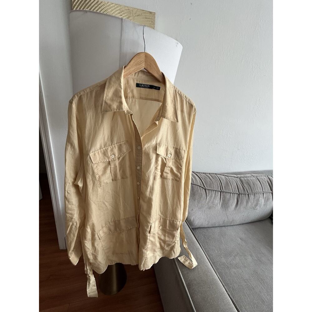 Lauren Ralph Lauren Silk Womans Shirt XXL Safari Minimalistic Old Money
